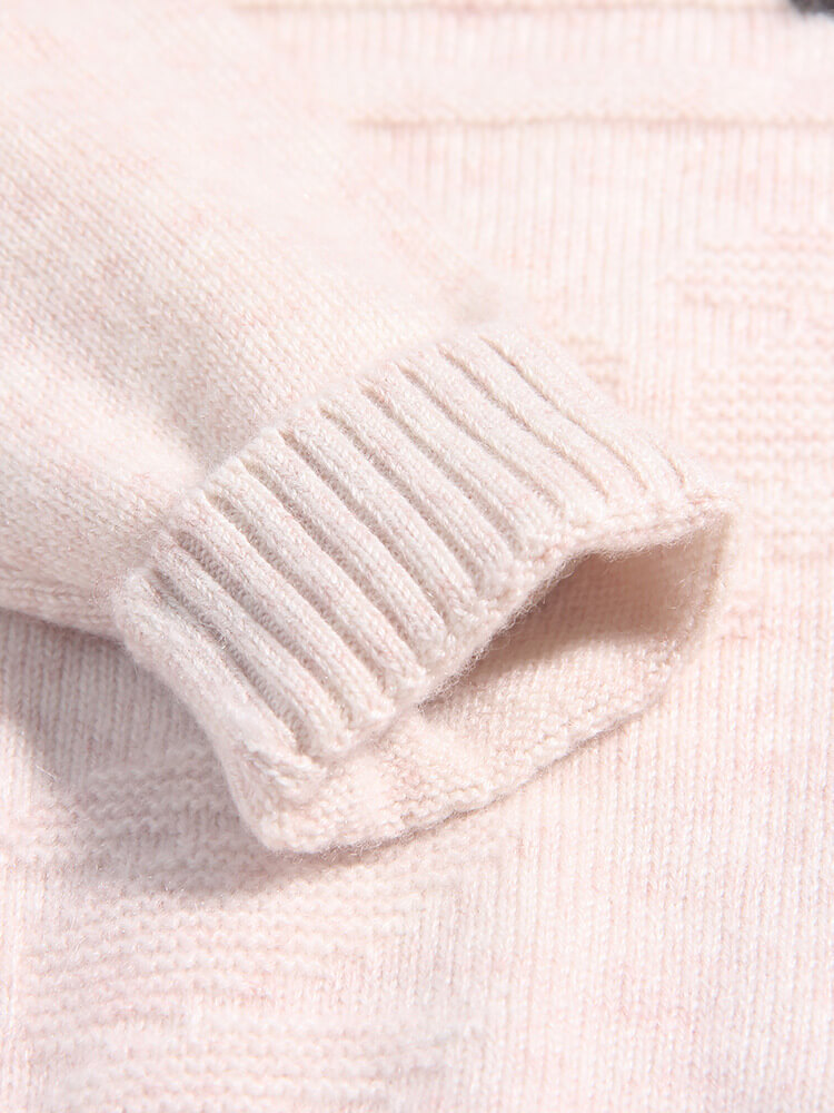 Kids Light Beige Cashmere Sweater with Yellow Floral Embroidery